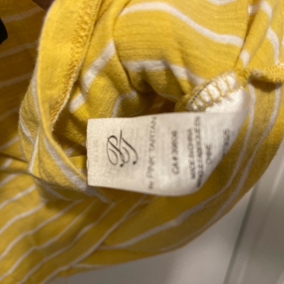 Pink tartan cotton top yellow with white stripes Medium sz. Pink tartan designer - Picture 6 of 10